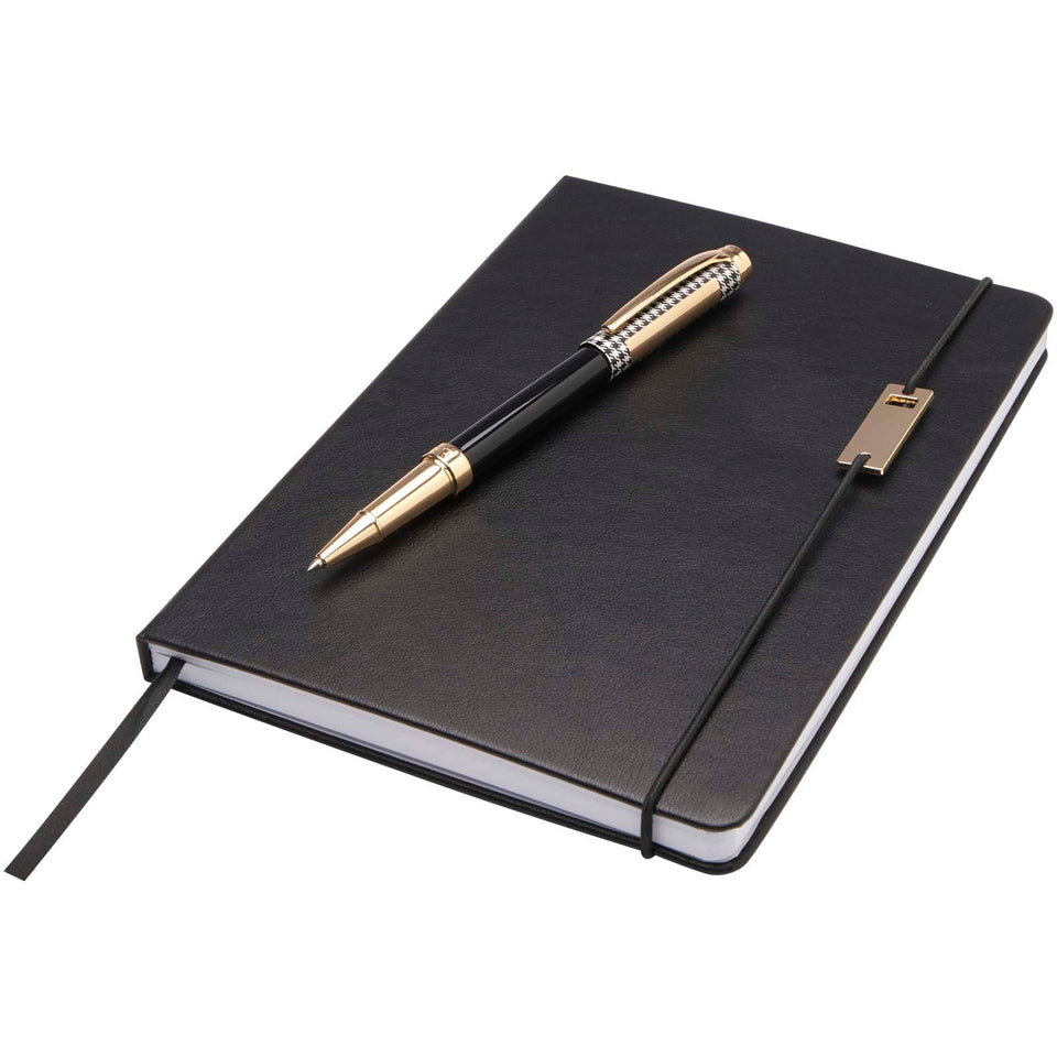 Set penne roller e blocco note in formato A5 Legato (inchiostro blu) personalizzato con logo - Pubblienne