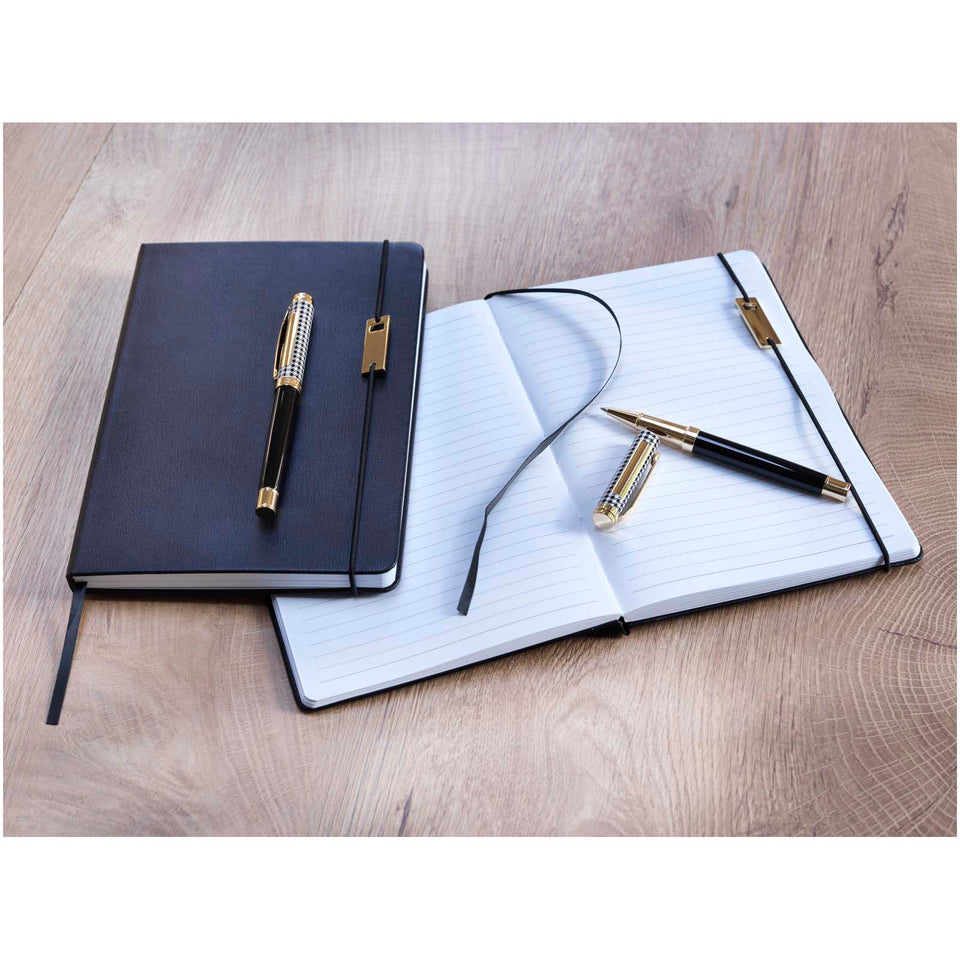 Set penne roller e blocco note in formato A5 Legato (inchiostro blu) personalizzato con logo - Pubblienne