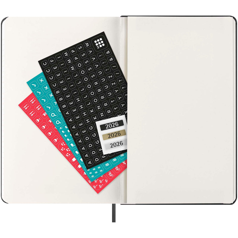 Agenda settimanale orizzontale 12 mesi formato L con copertina rigida Moleskine personalizzato con logo - Pubblienne