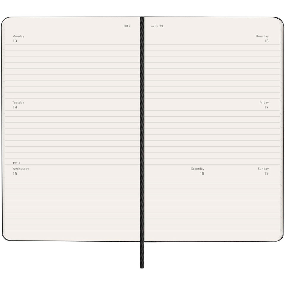 Agenda settimanale orizzontale 12 mesi formato L con copertina rigida Moleskine personalizzato con logo - Pubblienne
