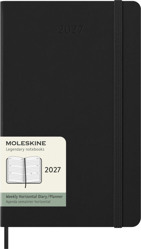 Agenda settimanale orizzontale 12 mesi formato L con copertina rigida Moleskine personalizzato con logo - Pubblienne