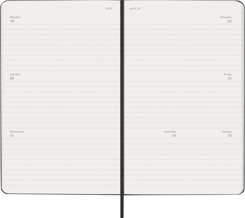 Agenda settimanale orizzontale 12 mesi formato L con copertina rigida Moleskine personalizzato con logo - Pubblienne