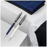 Penna a sfera colorata con finiture in palladio Hemisphere (inchiostro blu) personalizzato con logo - Pubblienne