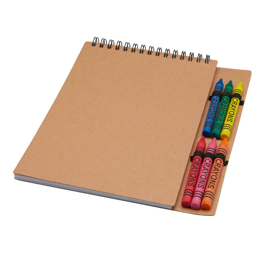 Quaderno a spirale formato A5 con copertina morbida e set di pastelli Doodle personalizzato con logo - Pubblienne