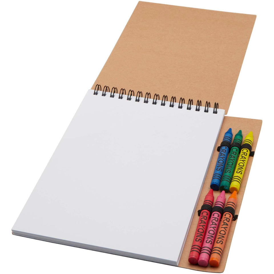 Quaderno a spirale formato A5 con copertina morbida e set di pastelli Doodle personalizzato con logo - Pubblienne