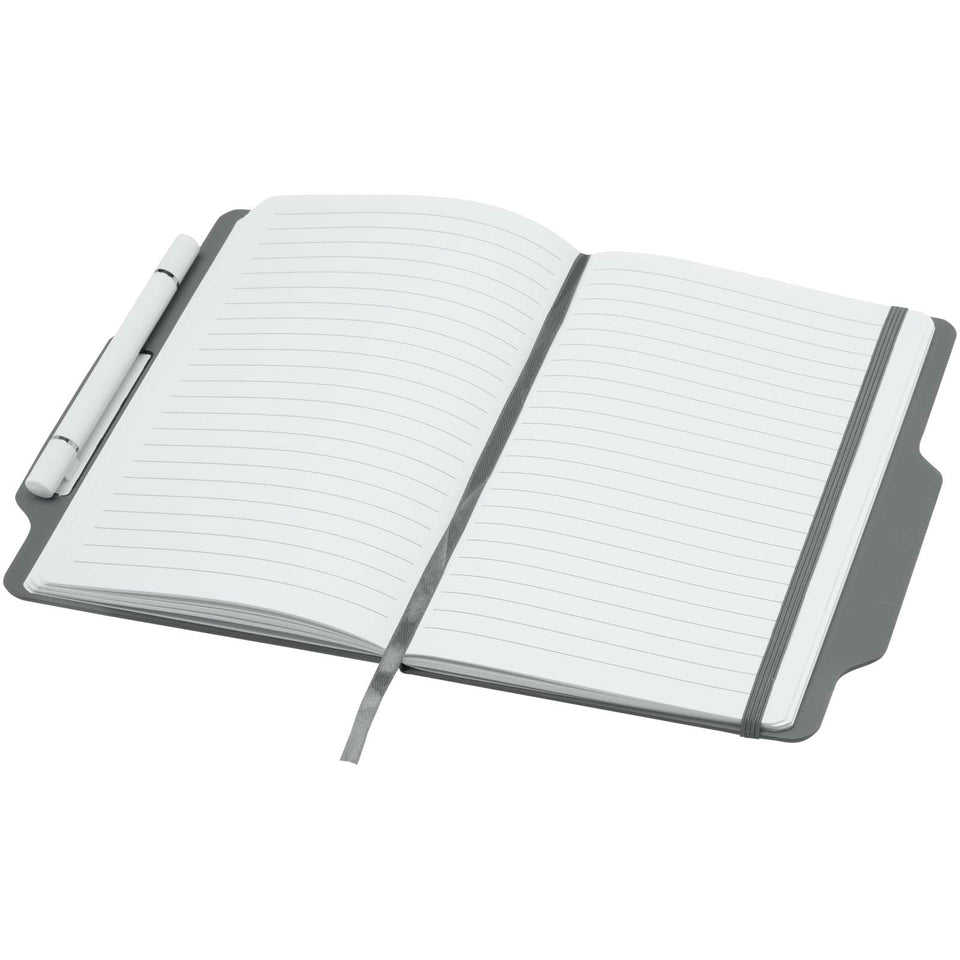 Blocco note formato A5 con copertina rigida e combinazione di penna e matita Nexus personalizzato con logo - Pubblienne