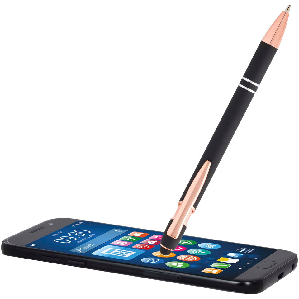Penna a sfera con finitura oro rosa Nanna (inchiostro blu) personalizzato con logo - Pubblienne