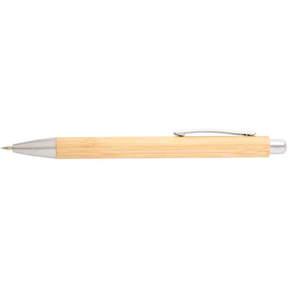 Set di penna a sfera e portamina in bambù Oblys (inchiostro nero) personalizzato con logo - Pubblienne
