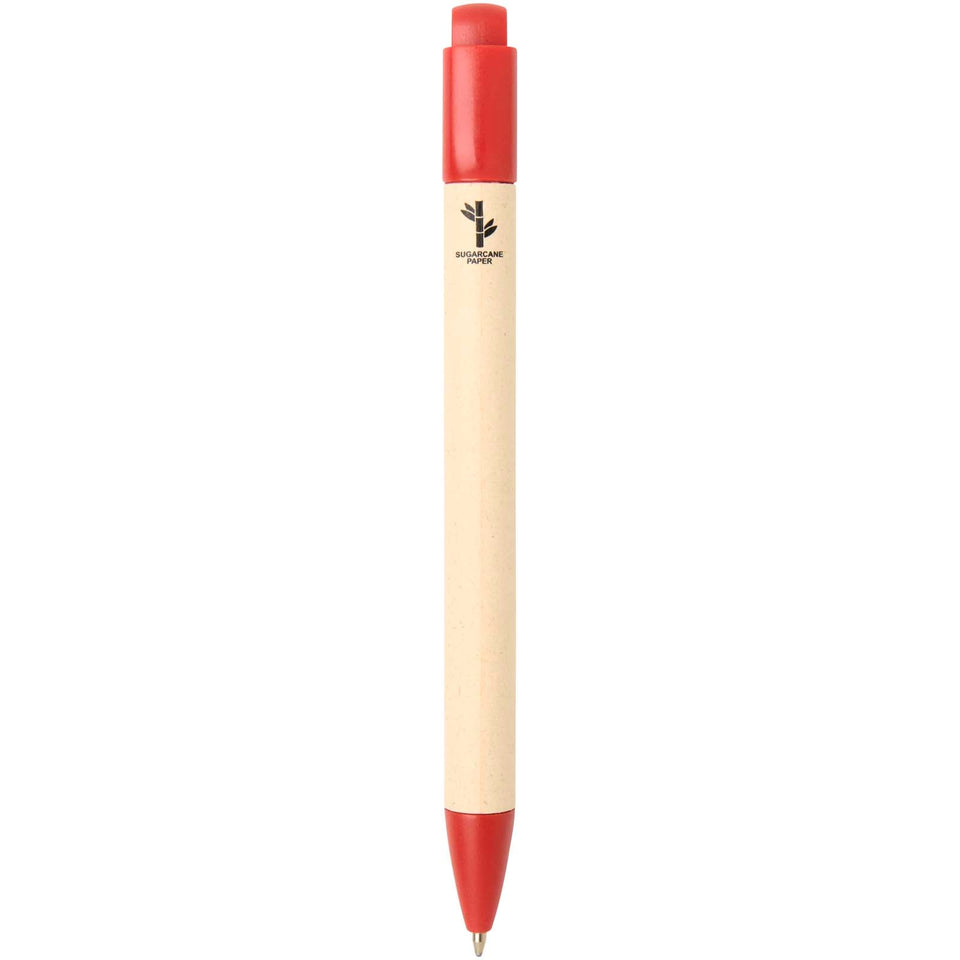 Penna a sfera in carta a base di canna da zucchero (inchiostro blu) Liliana personalizzato con logo - Pubblienne