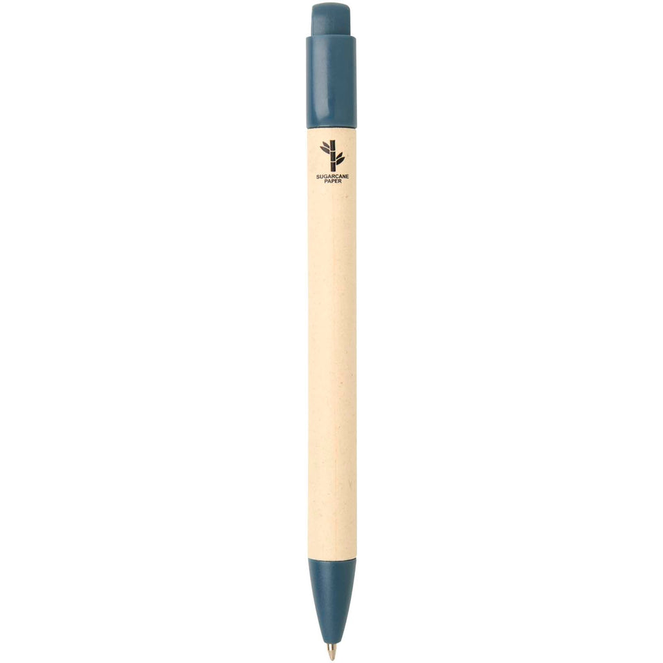 Penna a sfera in carta a base di canna da zucchero (inchiostro blu) Liliana personalizzato con logo - Pubblienne