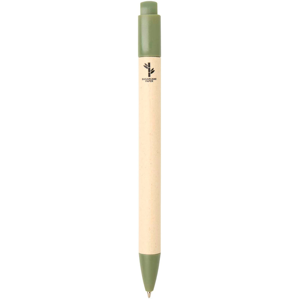 Penna a sfera in carta a base di canna da zucchero (inchiostro blu) Liliana personalizzato con logo - Pubblienne