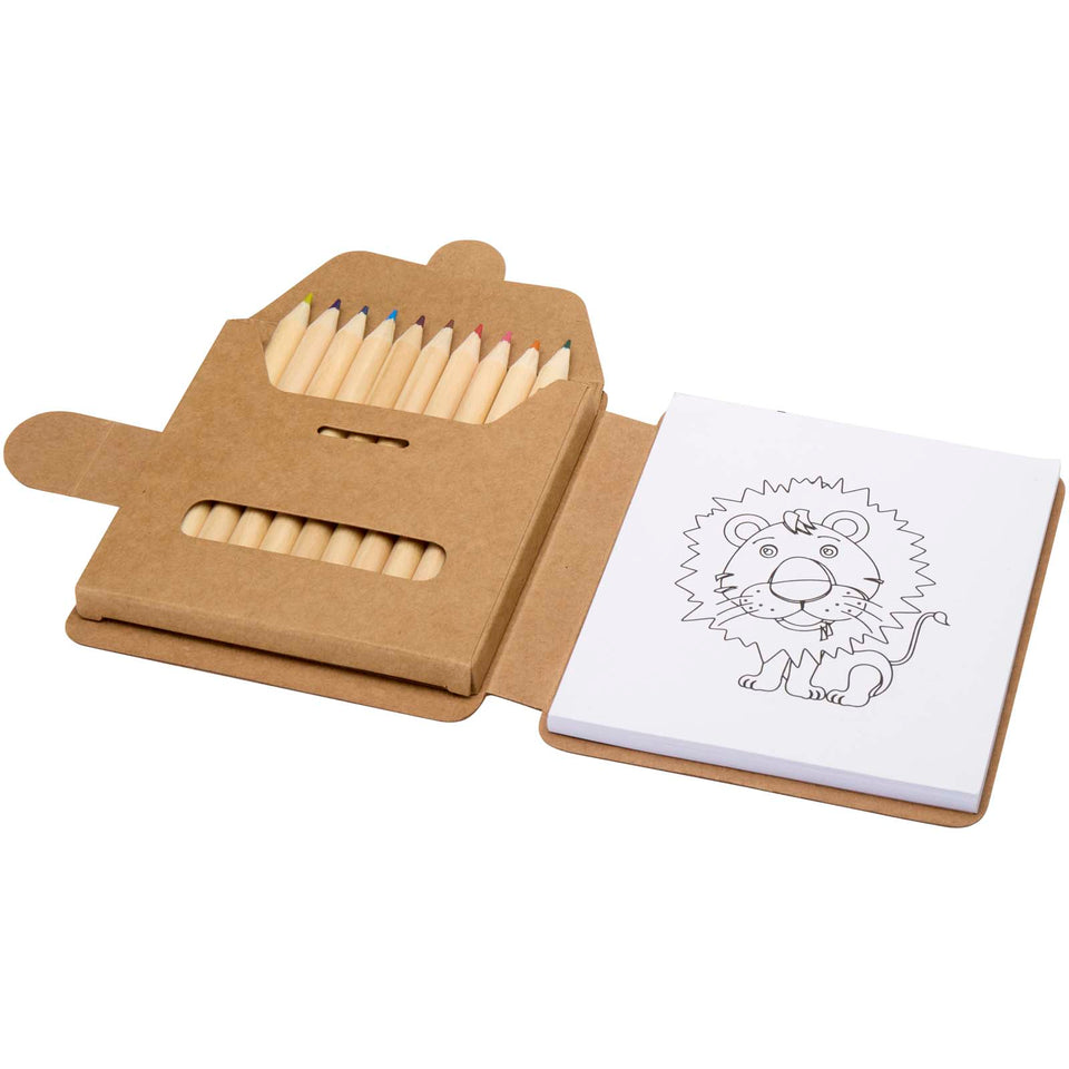 Set di blocchetto da disegno e matite Chroma personalizzato con logo - Pubblienne
