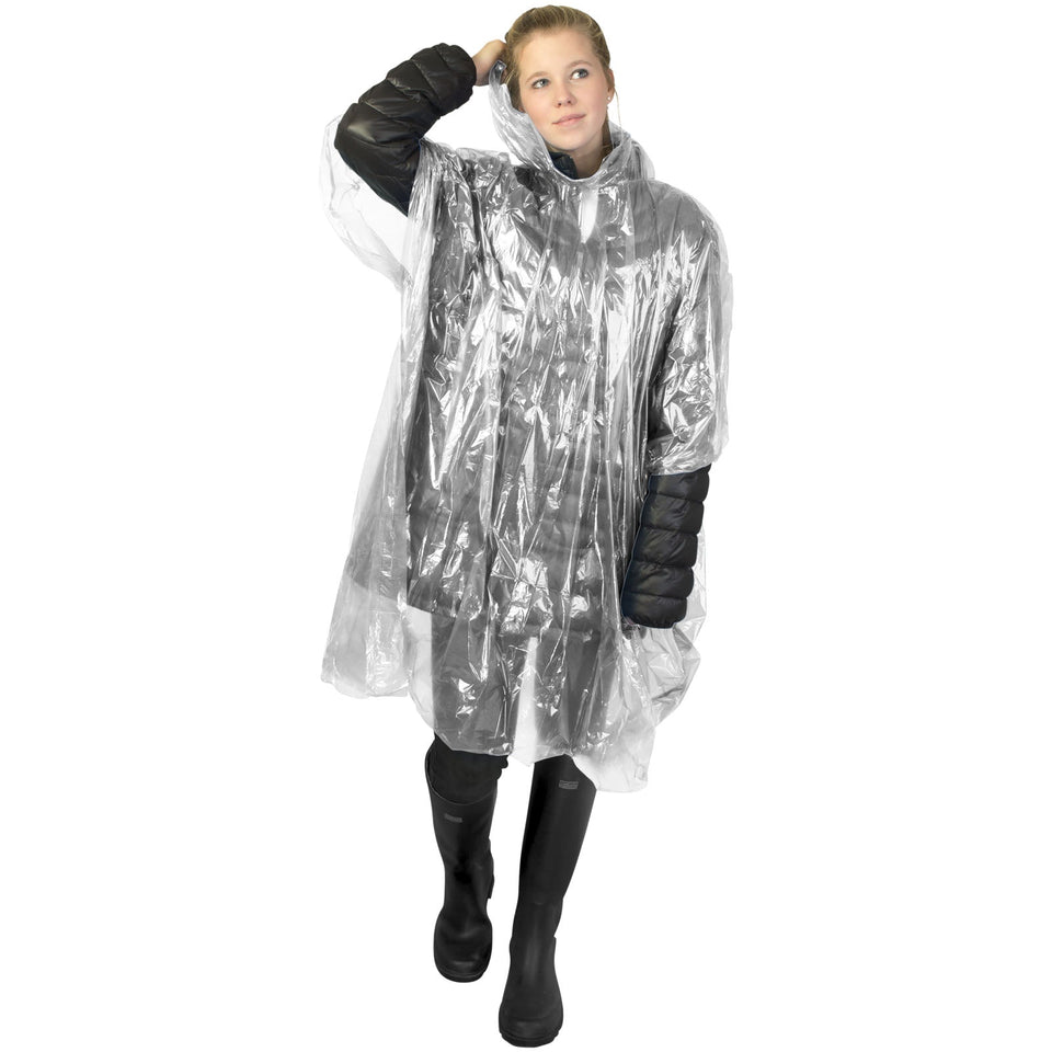 Poncho impermeabile monouso in materiale riciclato certificato GRS con custodia Mayan personalizzato con logo - Pubblienne