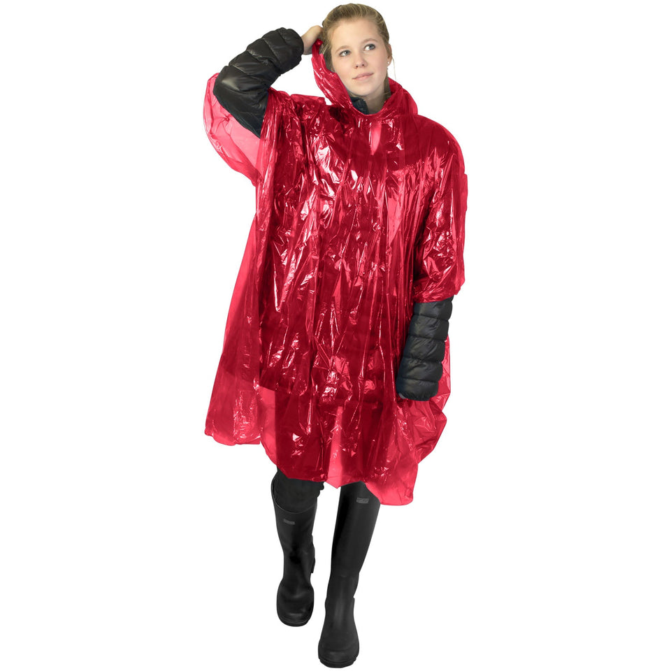 Poncho impermeabile monouso in materiale riciclato certificato GRS con custodia Mayan personalizzato con logo - Pubblienne