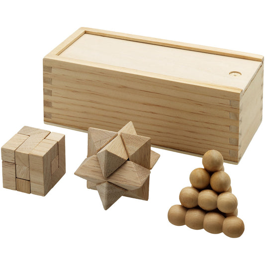 Set da 3 pezzi rompicapo in legno Brainiac personalizzato con logo - Pubblienne