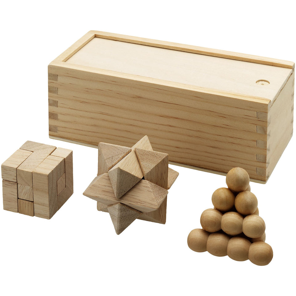 Set da 3 pezzi rompicapo in legno Brainiac personalizzato con logo - Pubblienne