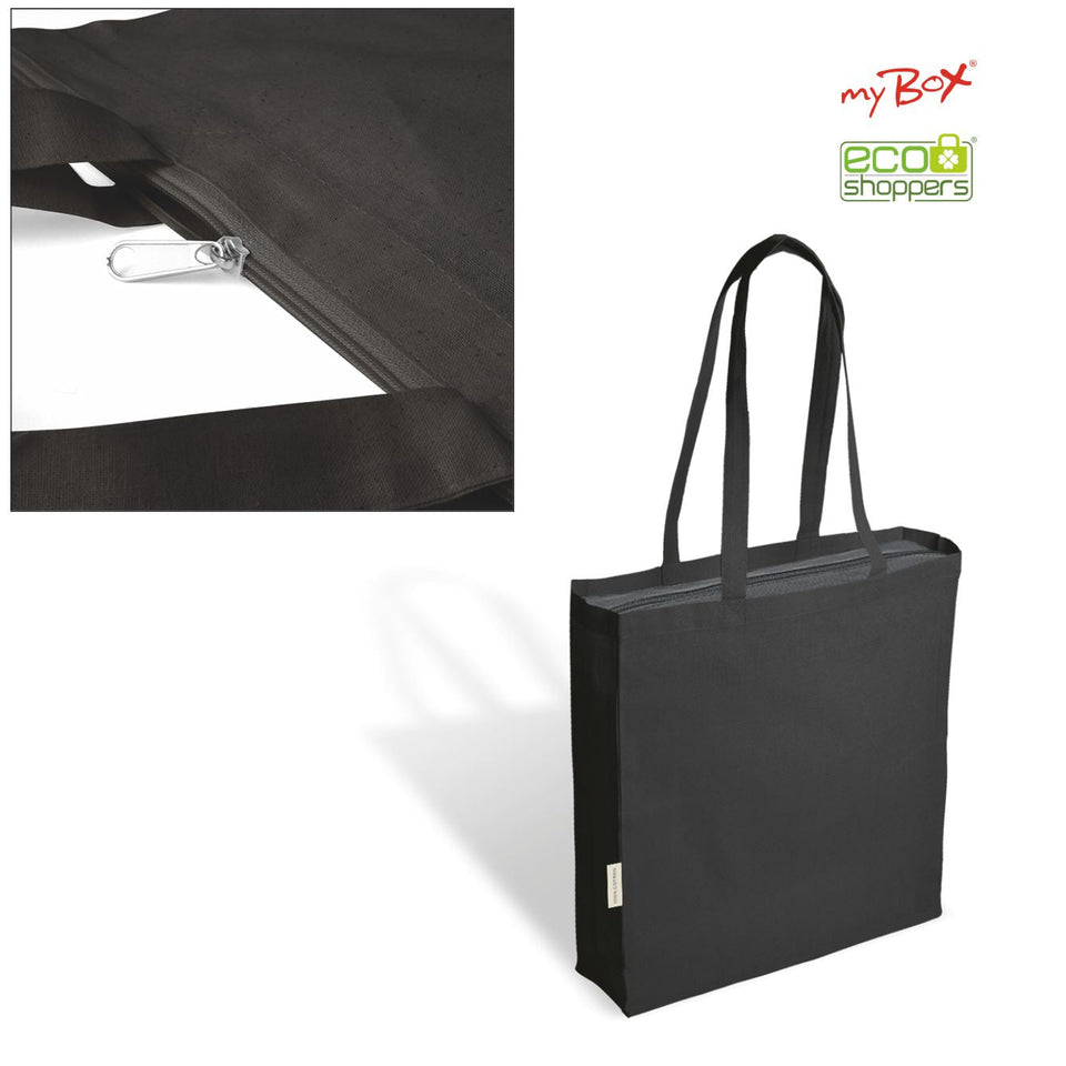 1110 Lorena Black - Borsa Shopping In Canvas Dimensioni: cm 36x52x16 personalizzato con logo - Pubblienne