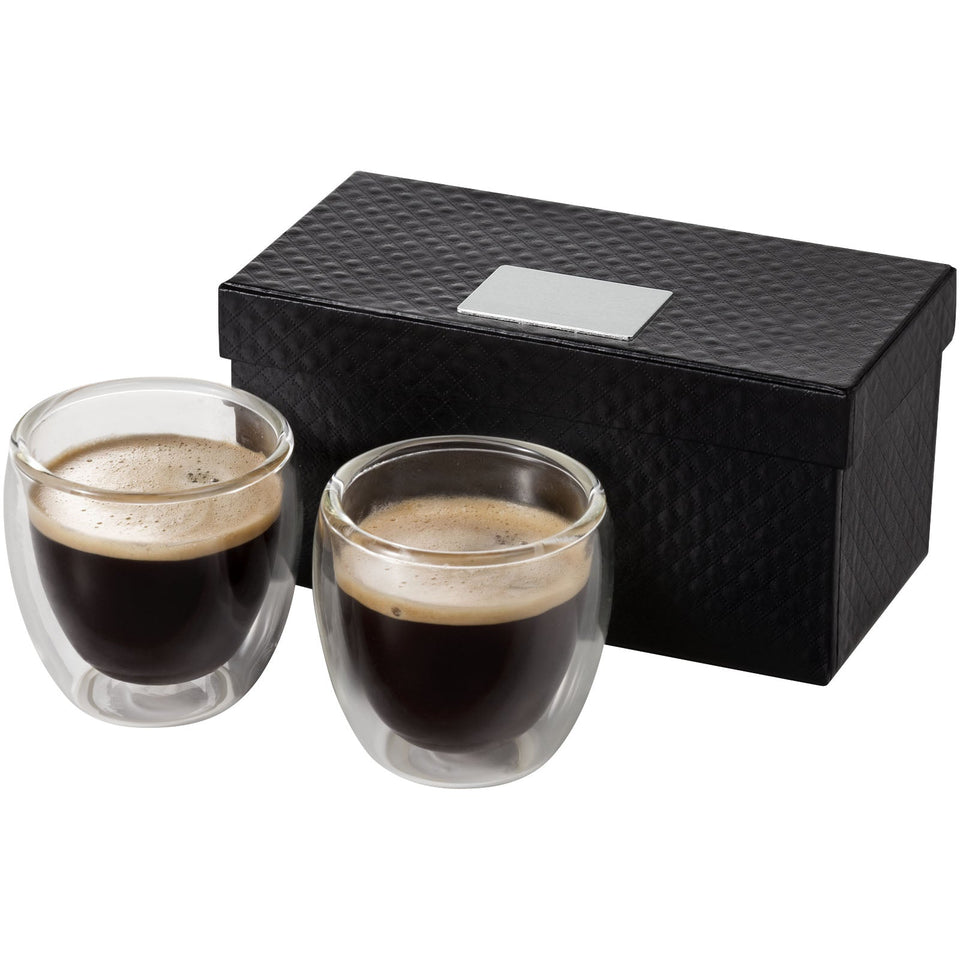 Set da 2 tazze in vetro per espresso Boda personalizzato con logo - Pubblienne