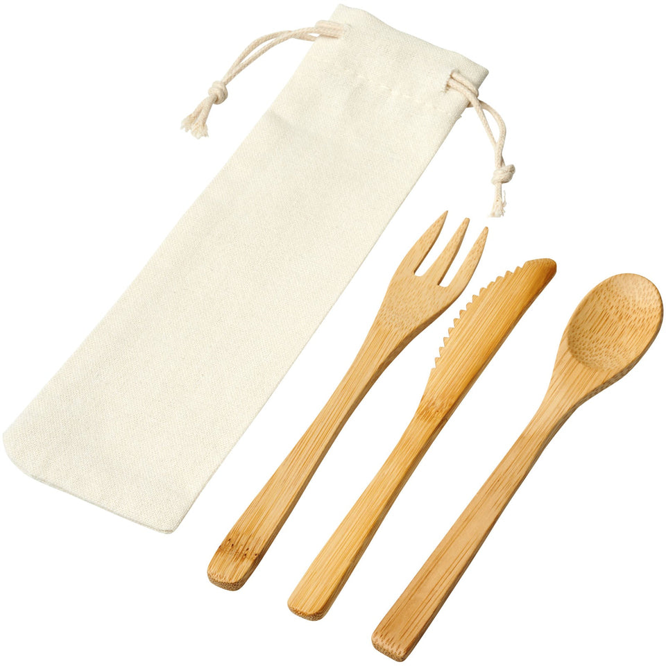Set di posate Celuk in bambù personalizzato con logo - Pubblienne
