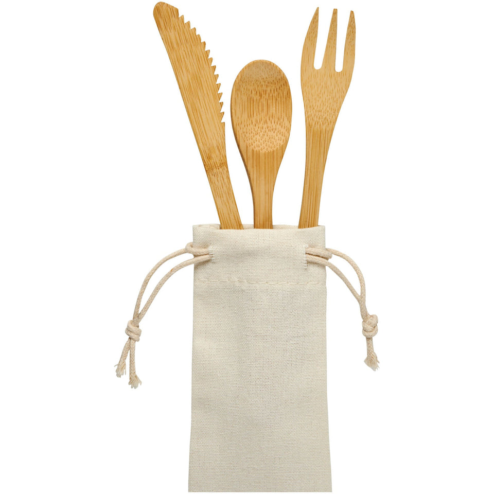 Set di posate Celuk in bambù personalizzato con logo - Pubblienne