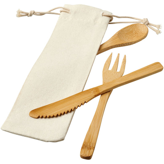 Set di posate Celuk in bambù personalizzato con logo - Pubblienne