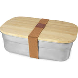 Contenitore per pranzo Tite in acciaio inossidabile con coperchio in bambù da 700 ml personalizzato con logo - Pubblienne