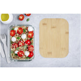 Contenitore per pranzo Roby di vetro con coperchio in bambù da 1000 ml personalizzato con logo - Pubblienne
