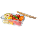 Contenitore per pranzo Roby di vetro con coperchio in bambù da 1000 ml personalizzato con logo - Pubblienne