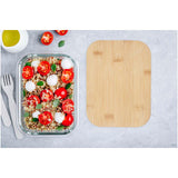 Contenitore per pranzo Roby di vetro con coperchio in bambù da 1000 ml personalizzato con logo - Pubblienne