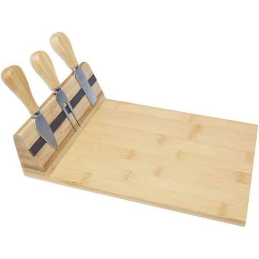 Tagliere e utensili Mancheg magnetici per formaggio in bambù personalizzato con logo - Pubblienne