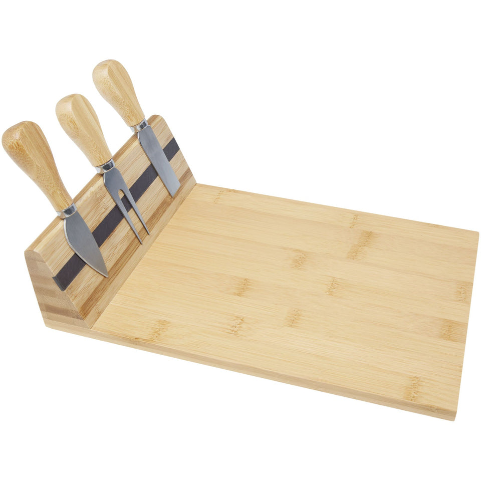 Tagliere e utensili Mancheg magnetici per formaggio in bambù personalizzato con logo - Pubblienne