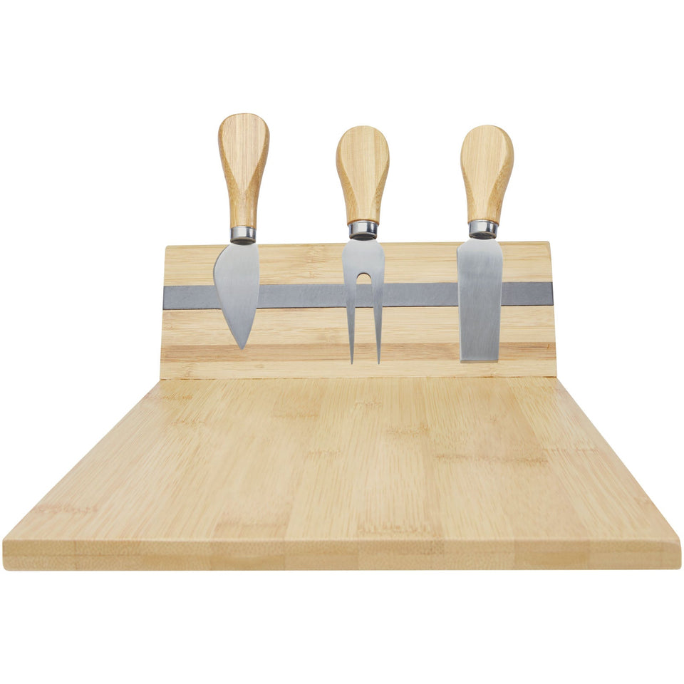 Tagliere e utensili Mancheg magnetici per formaggio in bambù personalizzato con logo - Pubblienne