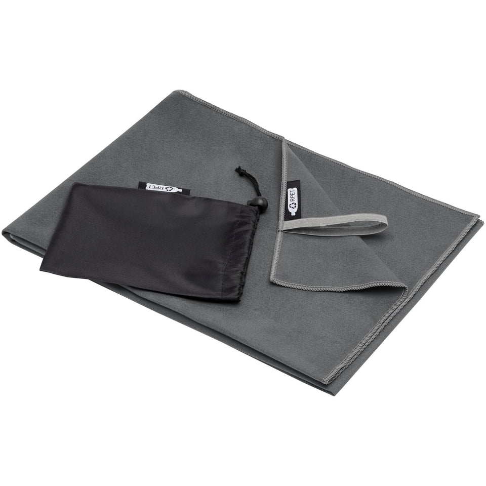 Asciugamano ultraleggero ad asciugatura rapida certificato GRS 50 x 100 cm Pieter personalizzato con logo - Pubblienne