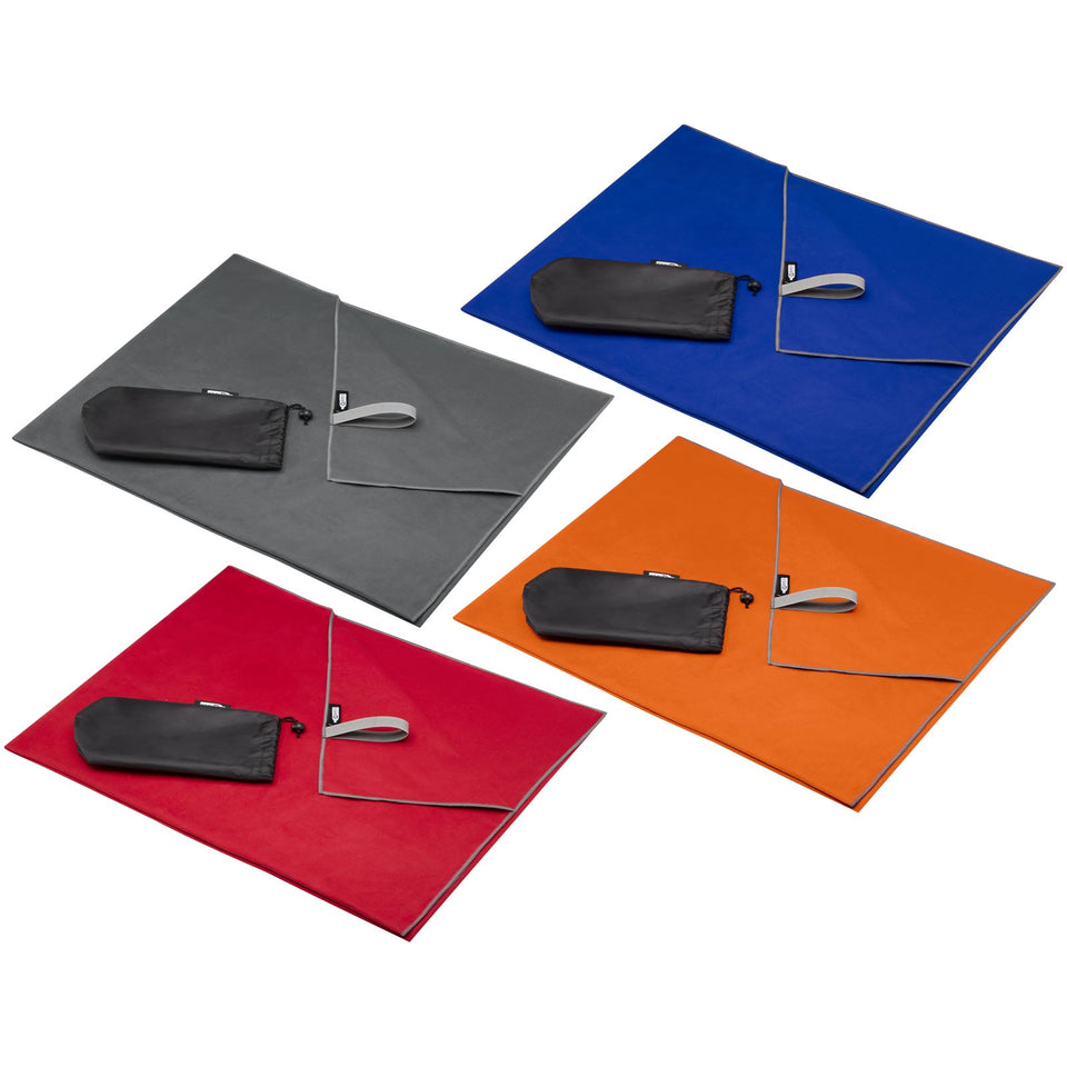 Asciugamano ultraleggero ad asciugatura rapida certificato GRS 100 x 180 cm Pieter personalizzato con logo - Pubblienne
