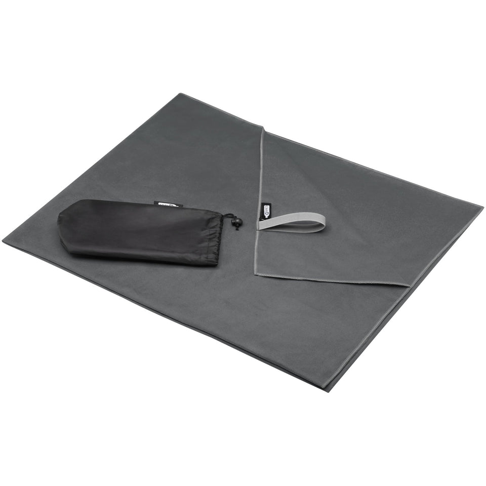 Asciugamano ultraleggero ad asciugatura rapida certificato GRS 100 x 180 cm Pieter personalizzato con logo - Pubblienne