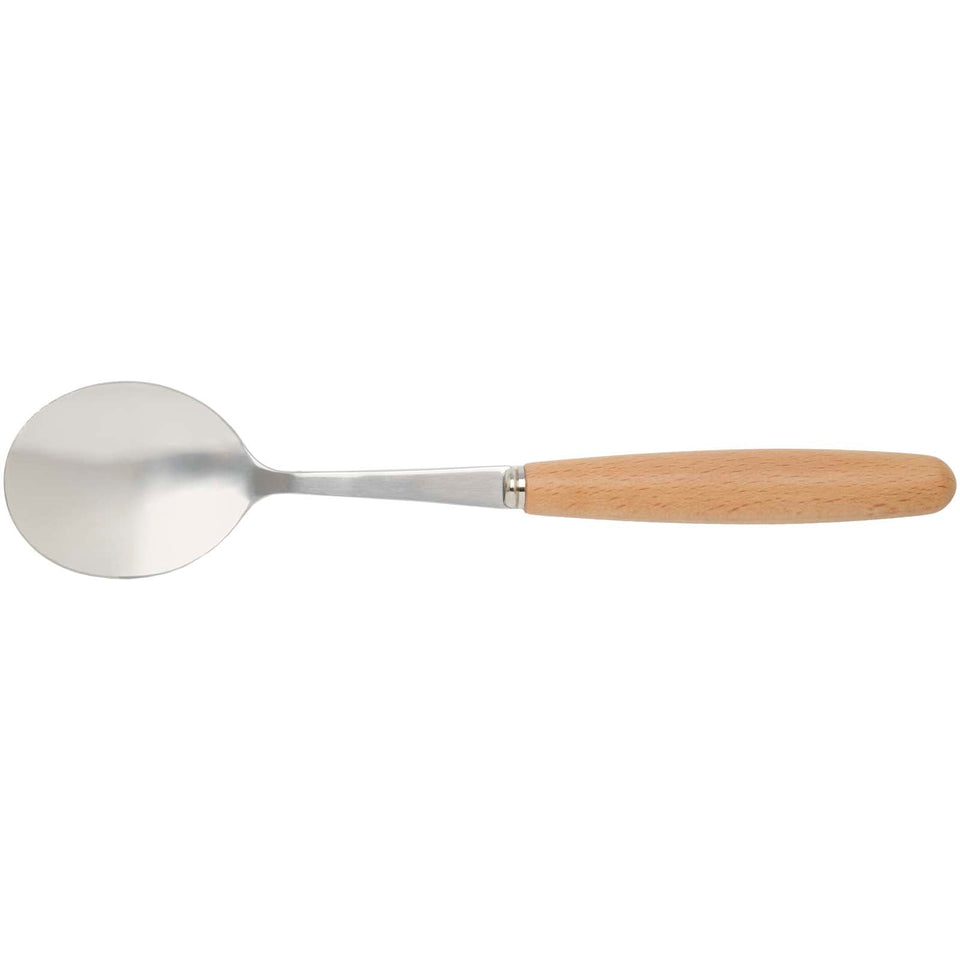 Set di posate da 5 pezzi in acciaio inossidabile e legno di faggio Root personalizzato con logo - Pubblienne