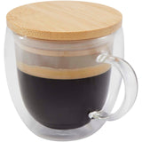 Tazza in vetro da 250 ml con coperchio in bambù Lenora personalizzato con logo - Pubblienne