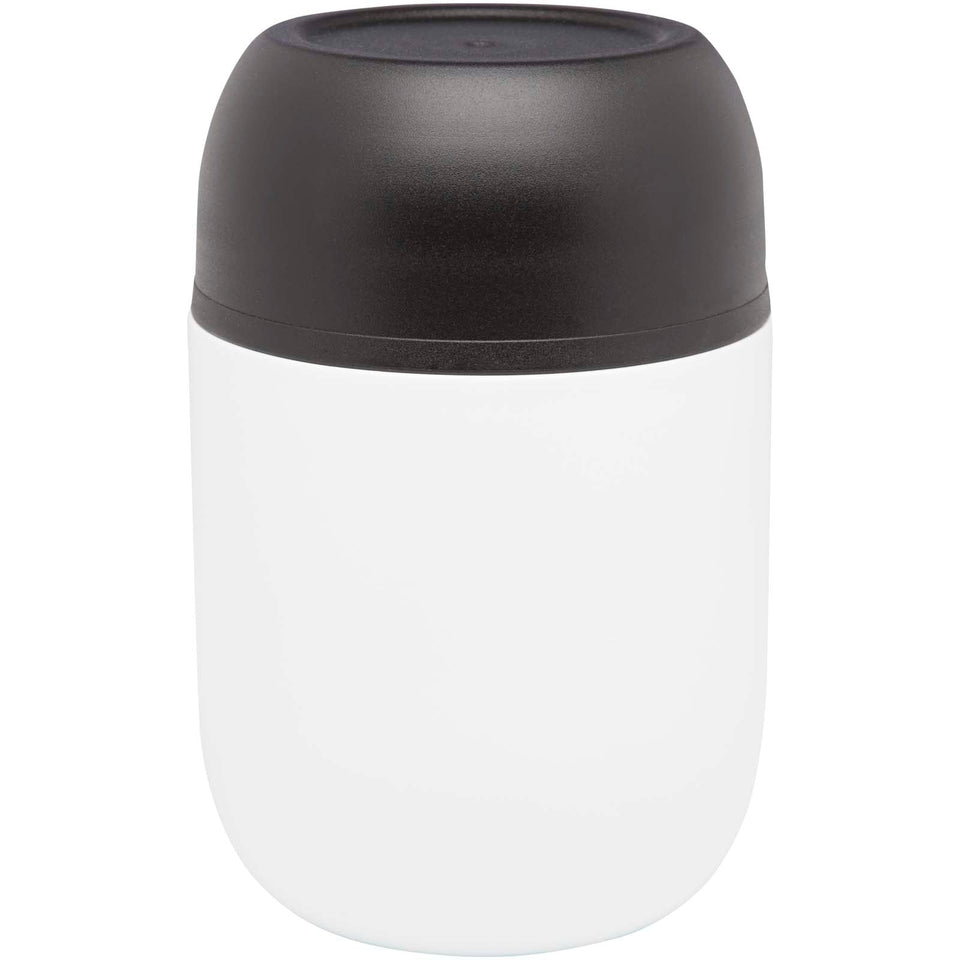 Portavivande in acciaio inossidabile riciclato a doppia parete da 480 ml con cucchiaio pieghevole Supo personalizzato con logo - Pubblienne