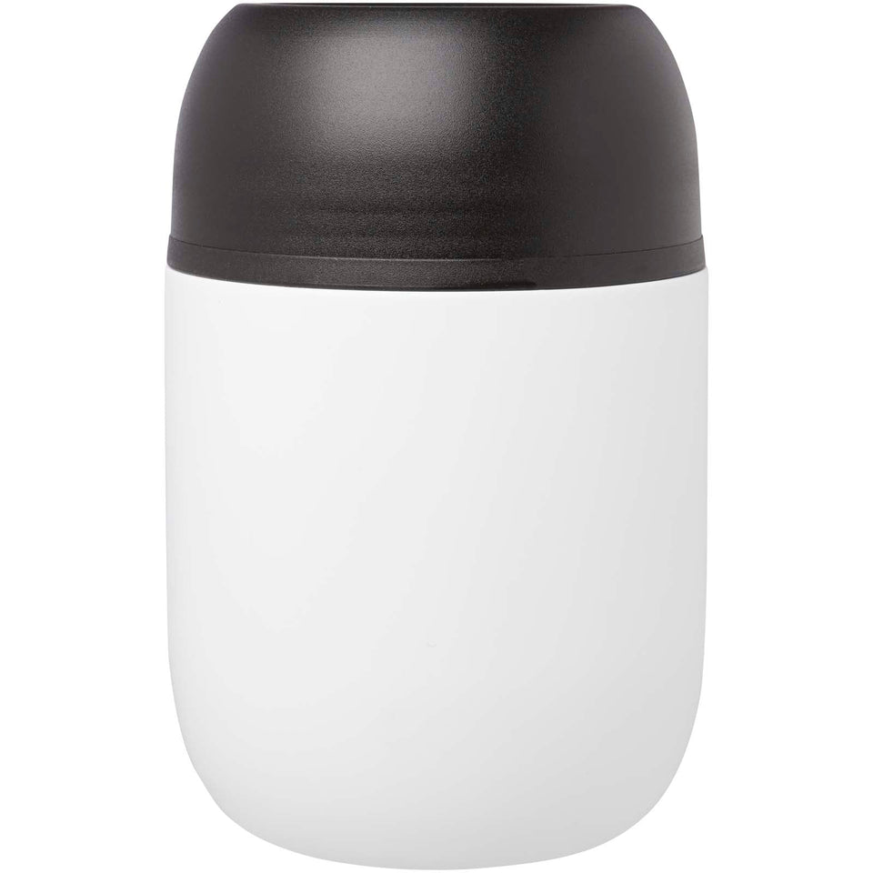 Portavivande in acciaio inossidabile riciclato a doppia parete da 480 ml con cucchiaio pieghevole Supo personalizzato con logo - Pubblienne