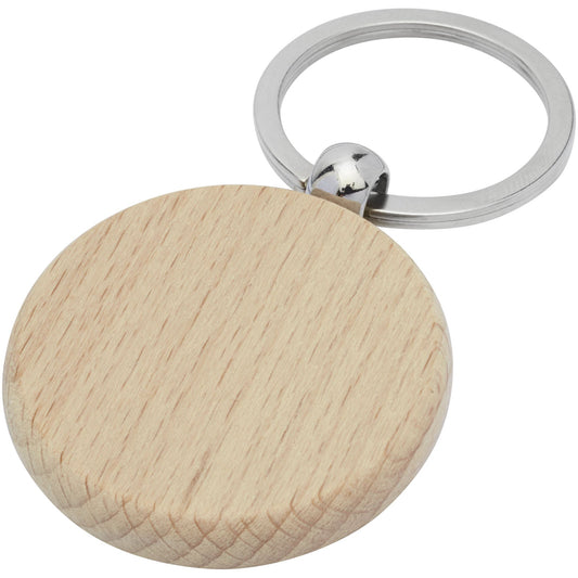 Portachiavi rotondo Giovanni in legno di faggio personalizzato con logo - Pubblienne