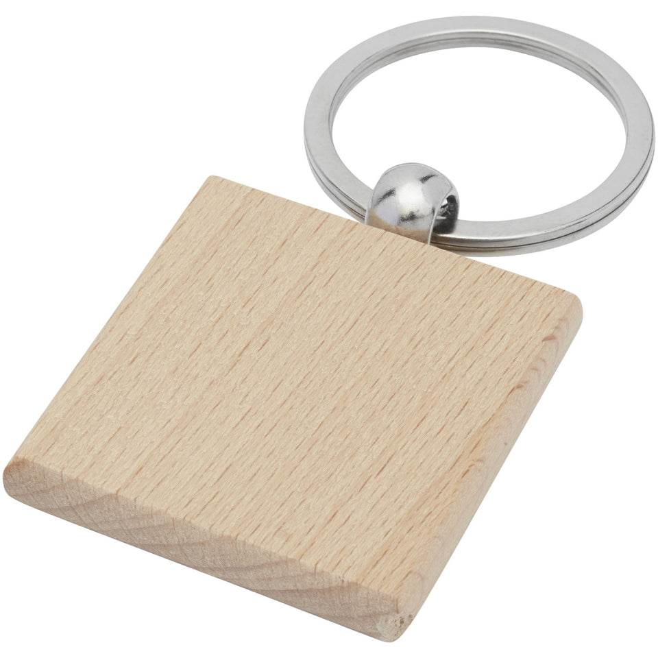 Portachiavi quadrato Gioia in legno di faggio personalizzato con logo - Pubblienne