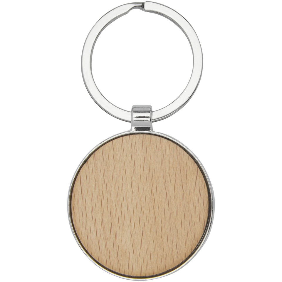 Portachiavi rotondo Moreno in legno di faggio personalizzato con logo - Pubblienne