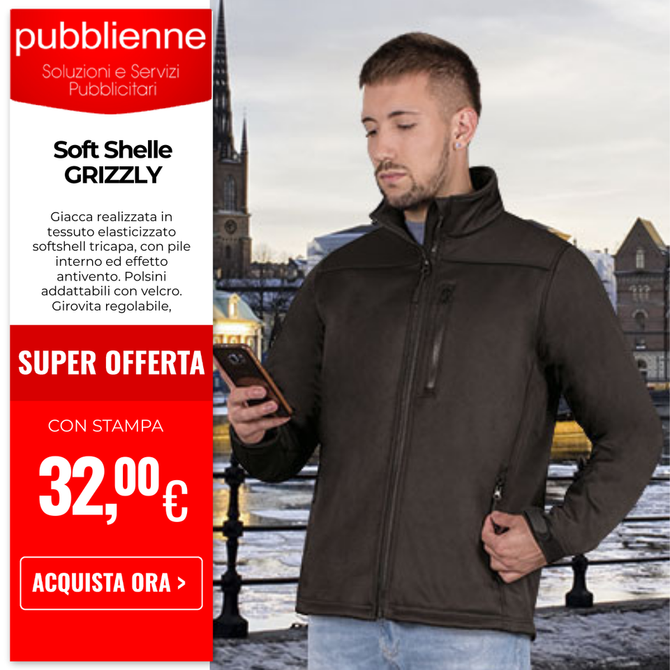 Soft Shelle GRIZZLY personalizzato con logo - Pubblienne