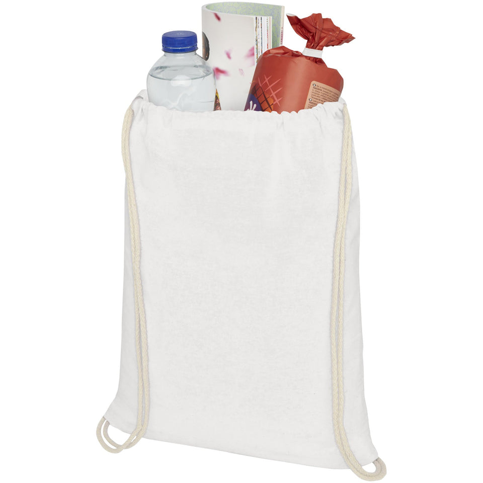 Sacca in cotone 100 g/m² con coulisse Oregon - 5L personalizzato con logo - Pubblienne