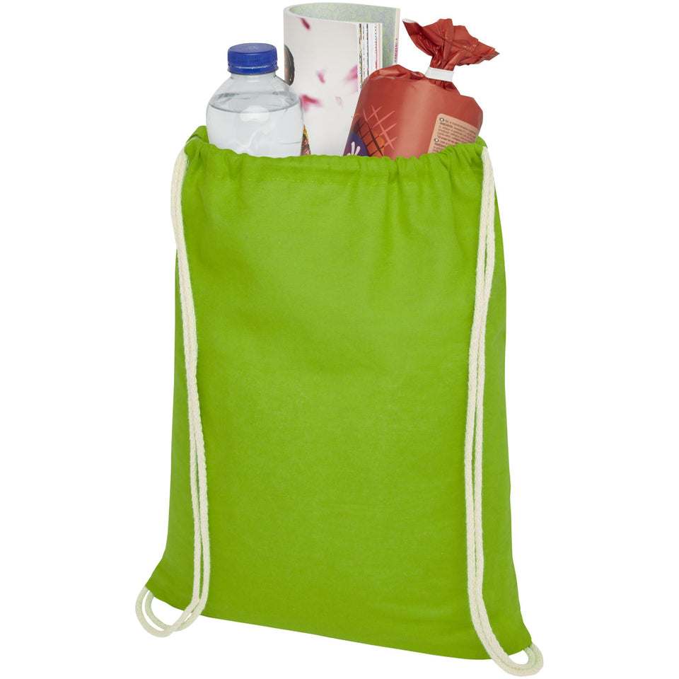 Sacca in cotone 100 g/m² con coulisse Oregon - 5L personalizzato con logo - Pubblienne