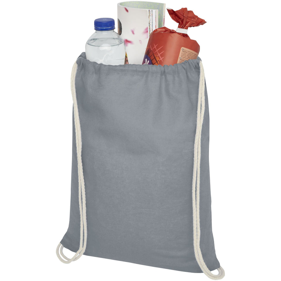 Sacca in cotone 100 g/m² con coulisse Oregon - 5L personalizzato con logo - Pubblienne