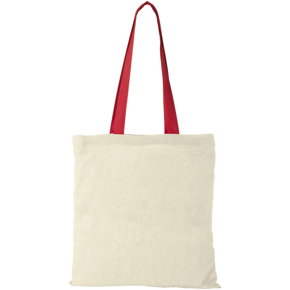 Shopper in cotone 100 g/m² con manici colorati Nevada - 7L personalizzato con logo - Pubblienne