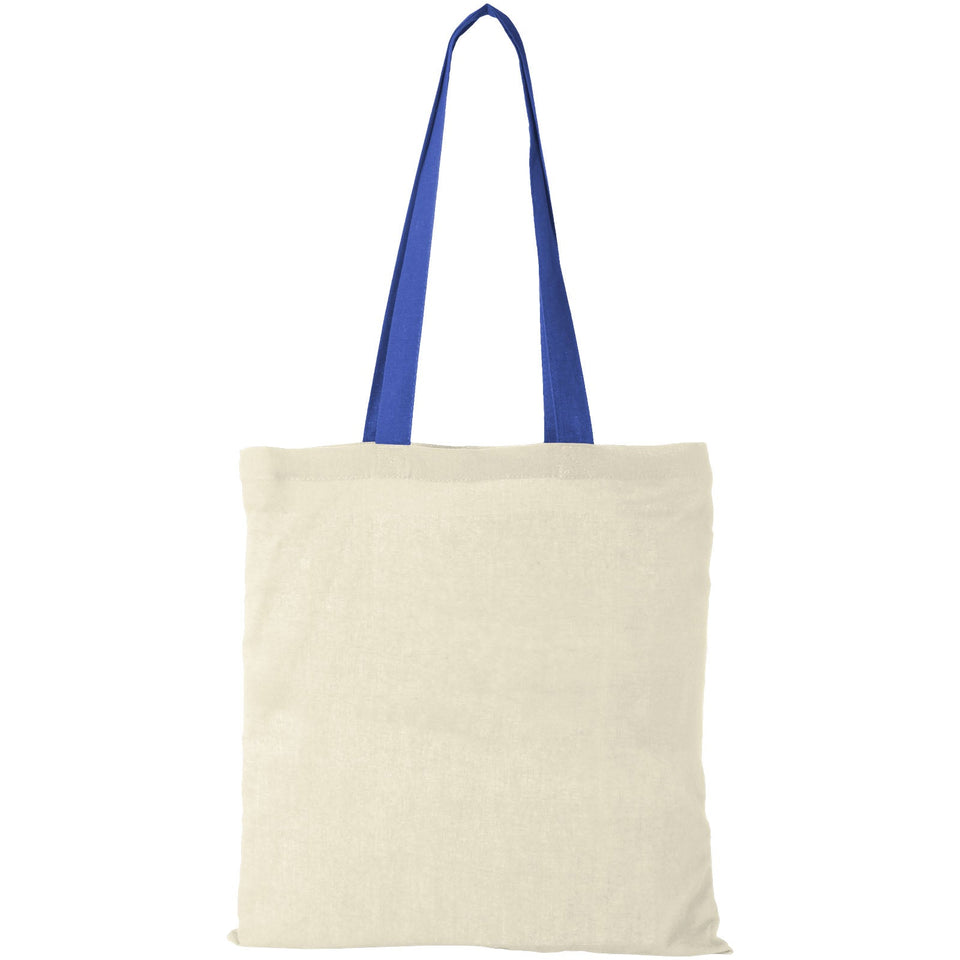 Shopper in cotone 100 g/m² con manici colorati Nevada - 7L personalizzato con logo - Pubblienne