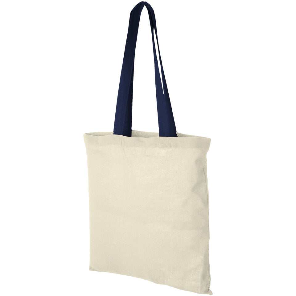 Shopper in cotone 100 g/m² con manici colorati Nevada - 7L personalizzato con logo - Pubblienne