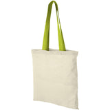 Shopper in cotone 100 g/m² con manici colorati Nevada - 7L personalizzato con logo - Pubblienne